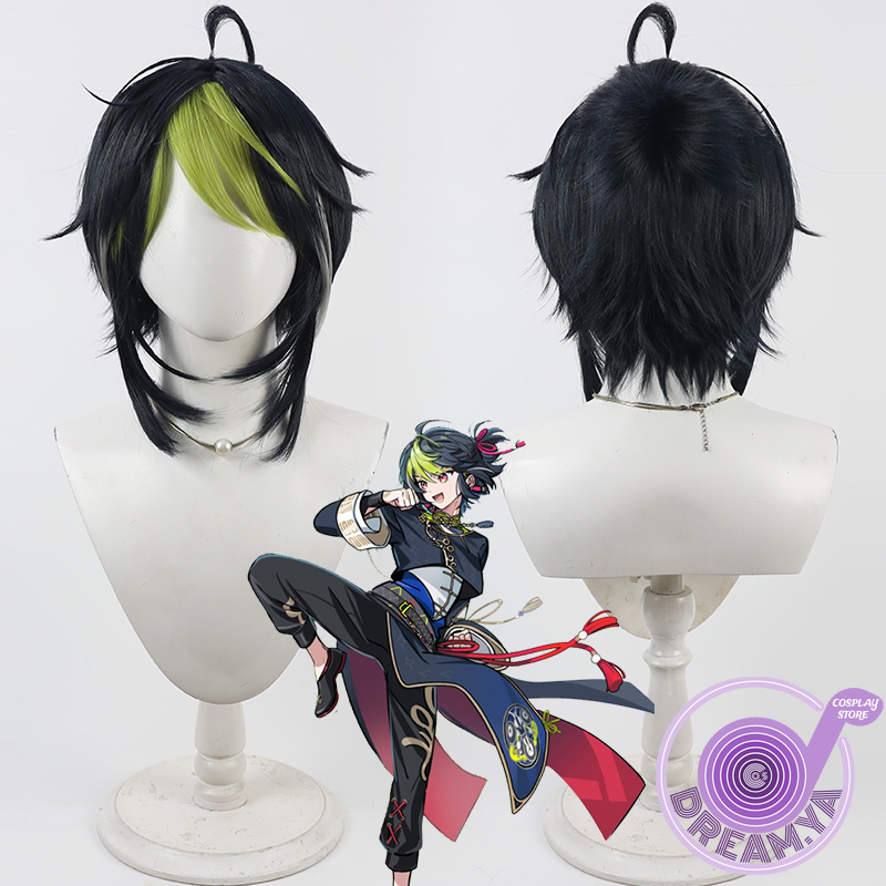 Anime Cosplay Wig Heat Resistant - Inami Rai Cosplay Peruca Vtuber Preto