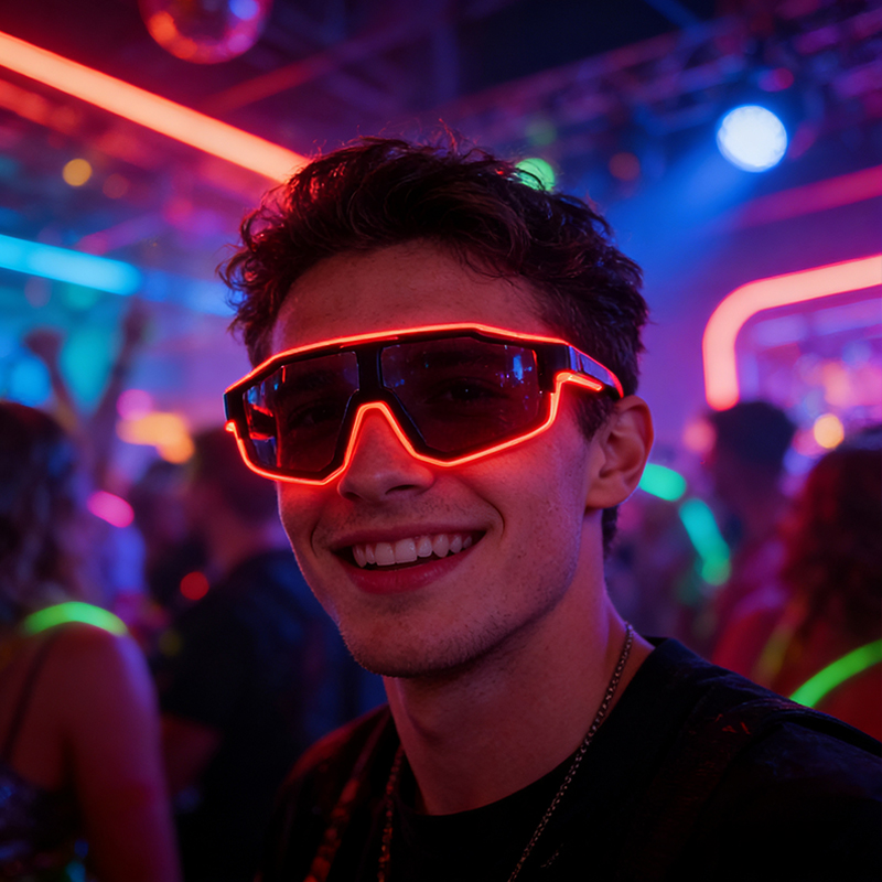 Óculos LED à prova de vento co - Glow In The Dark Party Glasses avaliação e preço